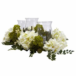 Hydrangea Centerpiece in Candelabrum