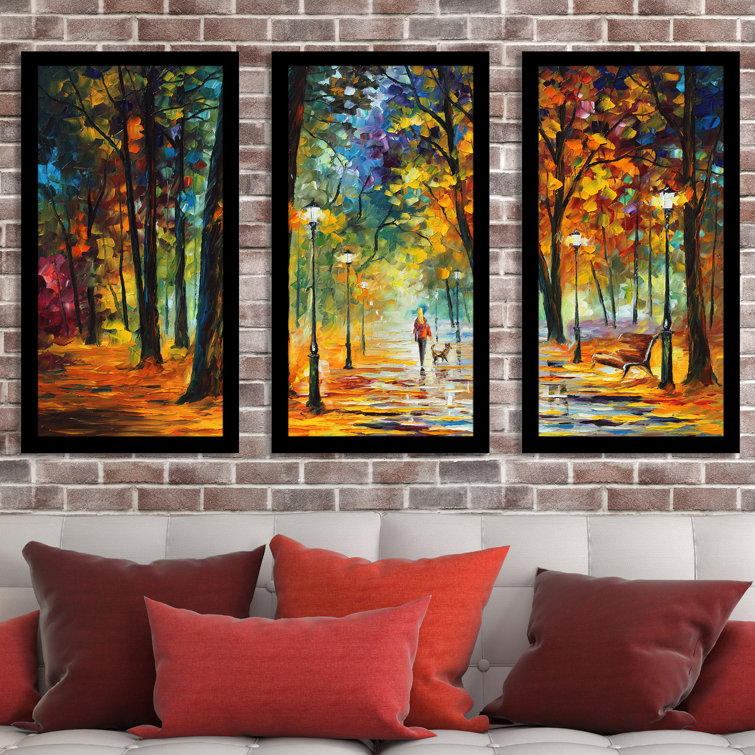 Pictureperfectinternational Improvisation Of Nature By Leonid Afremov 3 Piece Framed Painting Print Set Wayfair