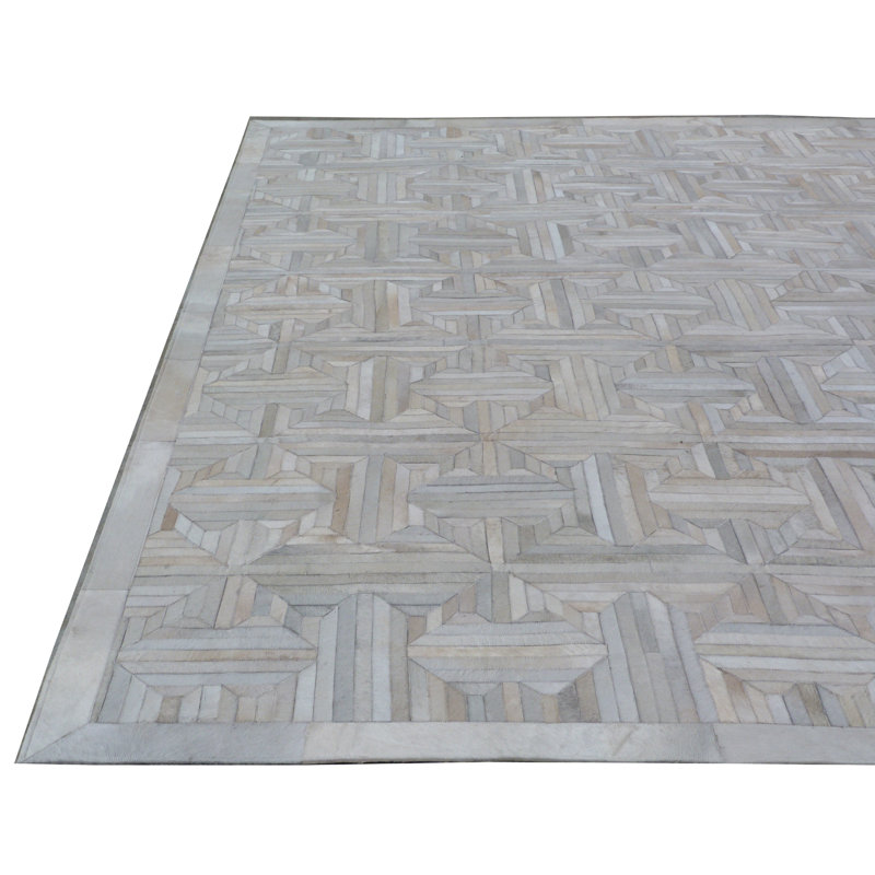 Exquisite Rugs Natural Hide Leather HandWoven Gray Area Rug Wayfair