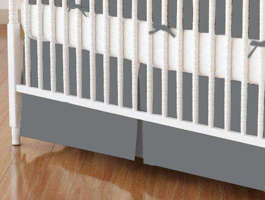 gray crib skirt