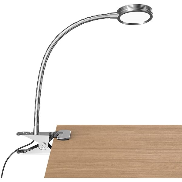 Workbench Clip on Light/Desk Lamp Black 8W Led Clip Lamp with 11 Brightness Bed Headboard USB 3 Color Reading Llight Clip on Desk 