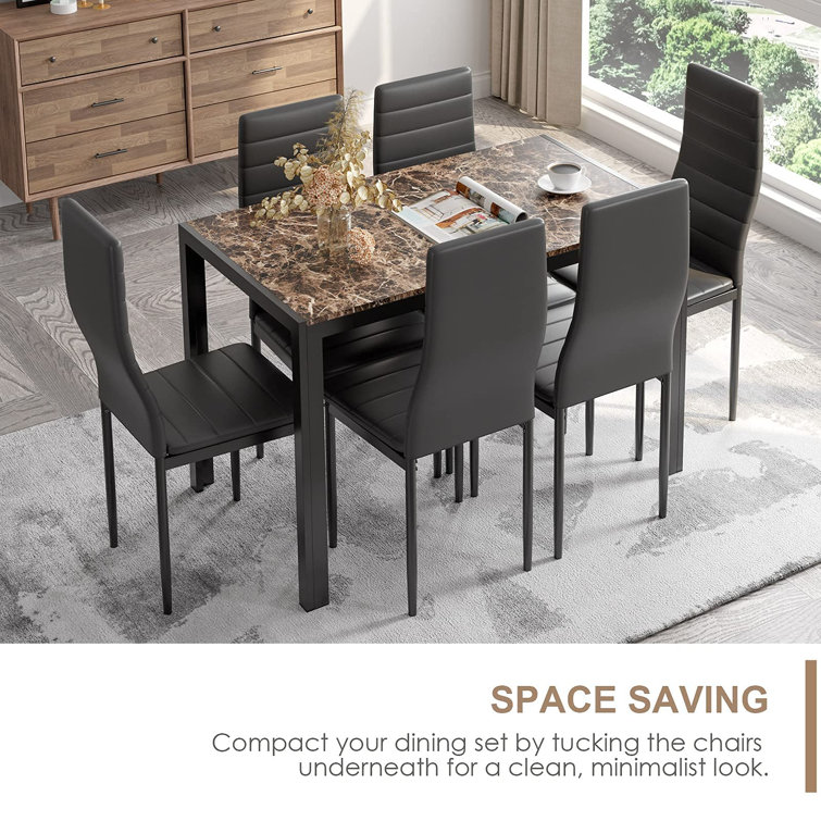 compact 6 seat dining table