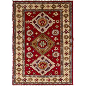 Lesa Hand-Knotted Wool Red Oriental Area Rug