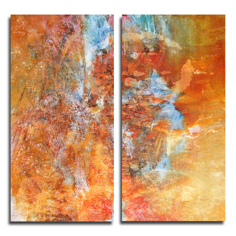 Ebern Designs Abstract By Ready2hangart 2 Piece Wrapped Canvas