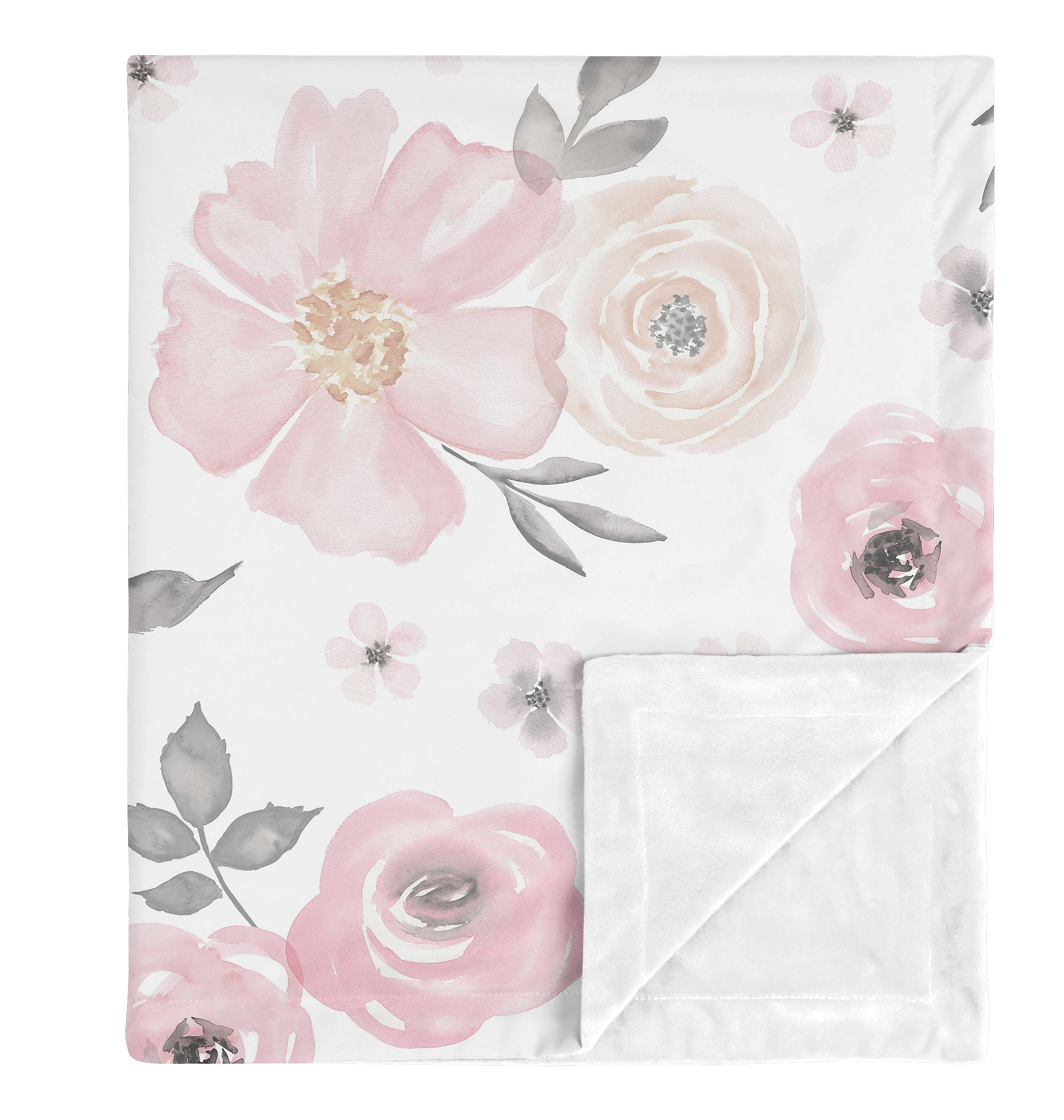 Sweet Jojo Designs Watercolor Floral Security Baby Blanket