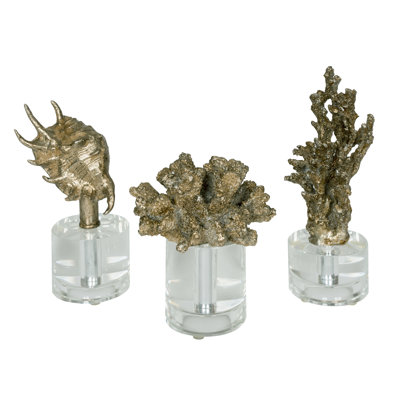 Coral Finials Figurine Set Of 2 Old World Design