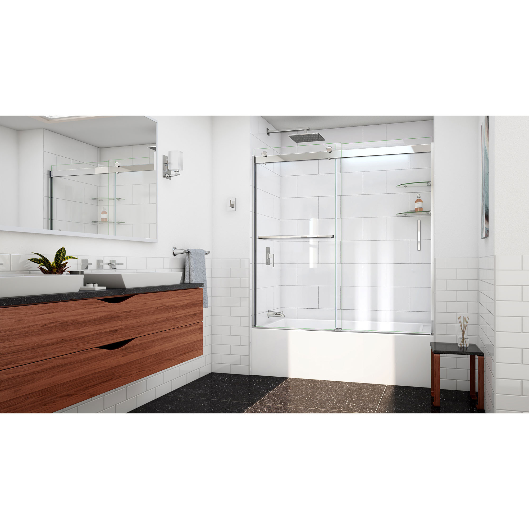 DreamLine SapphireV 56cm W x 62cm H Frameless Tub Door with Wayfair