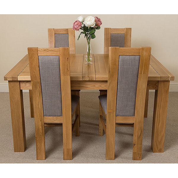 Sairsingh Kitchen Solid Oak Dining Table With 4 Chairs
