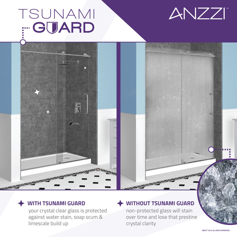 Anzzi Consort 72 H Hinged Frameless Shower Door Wayfair
