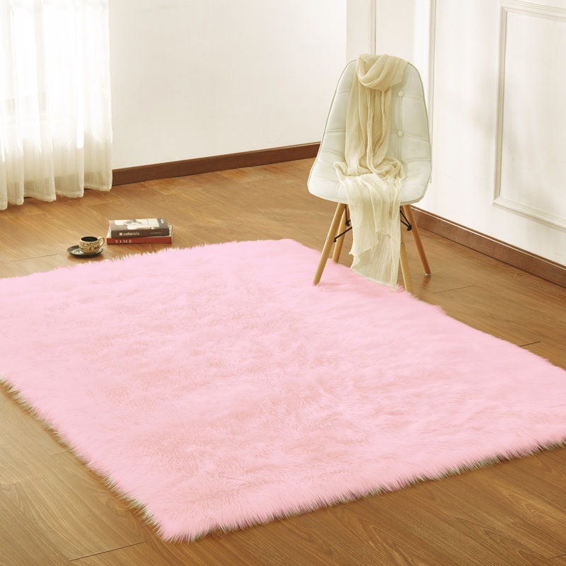 Rosdorf Park Mereworth Fox Animal Loom Faux Fur Pink Area Rug Mereworth Fox Animal Loom Faux Fur Pink Area Rug