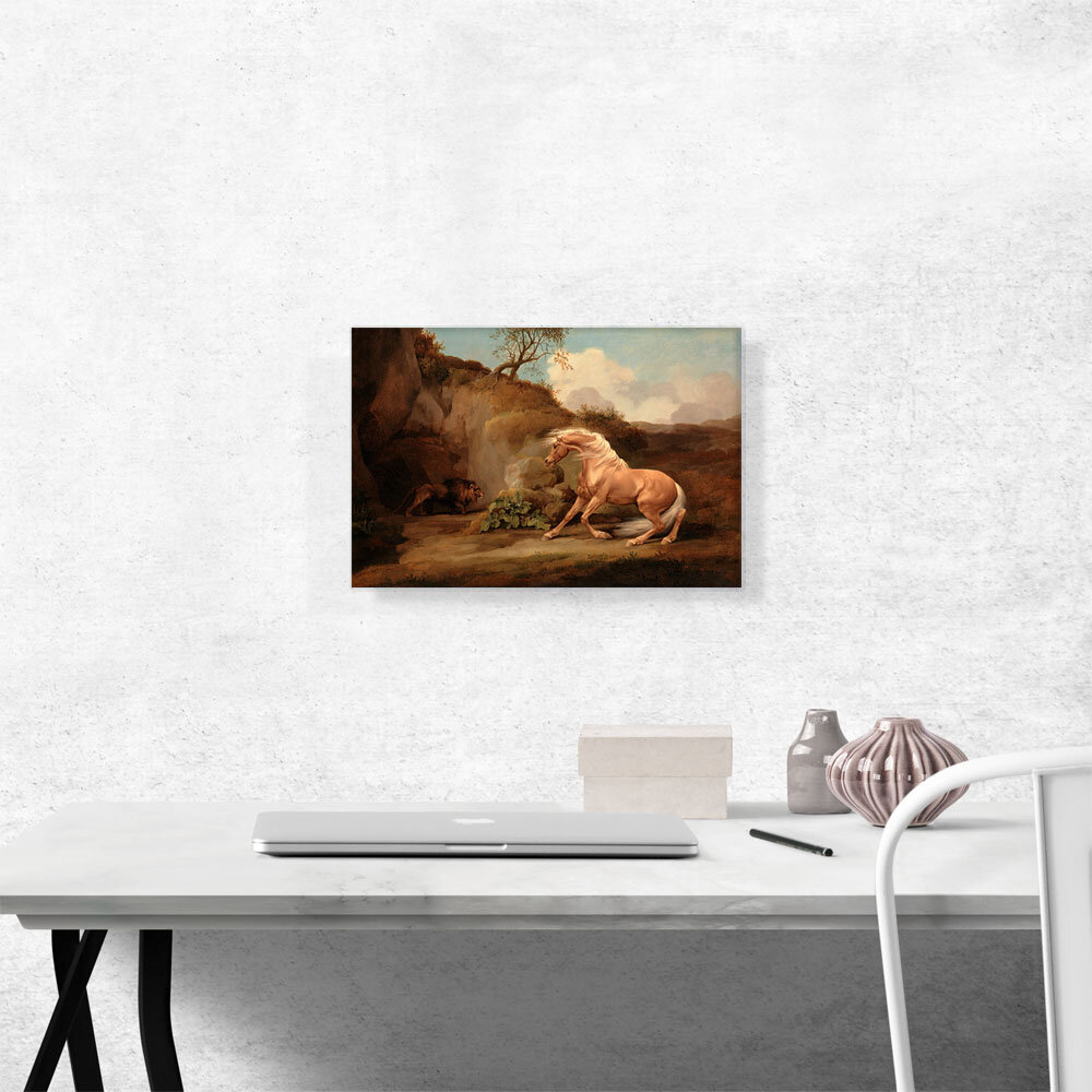 ARTCANVAS Horse Frightened By A Lion 1768 by George Stubbs - Wrapped ...