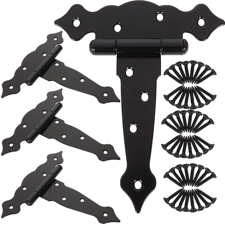 Black Heavy Duty 6 Decorative Strap T Hinge Gates & Doors Pack of 2 Black Heavy Duty 6 Decorative Strap T Hinge Gates & Doors Pack of 2