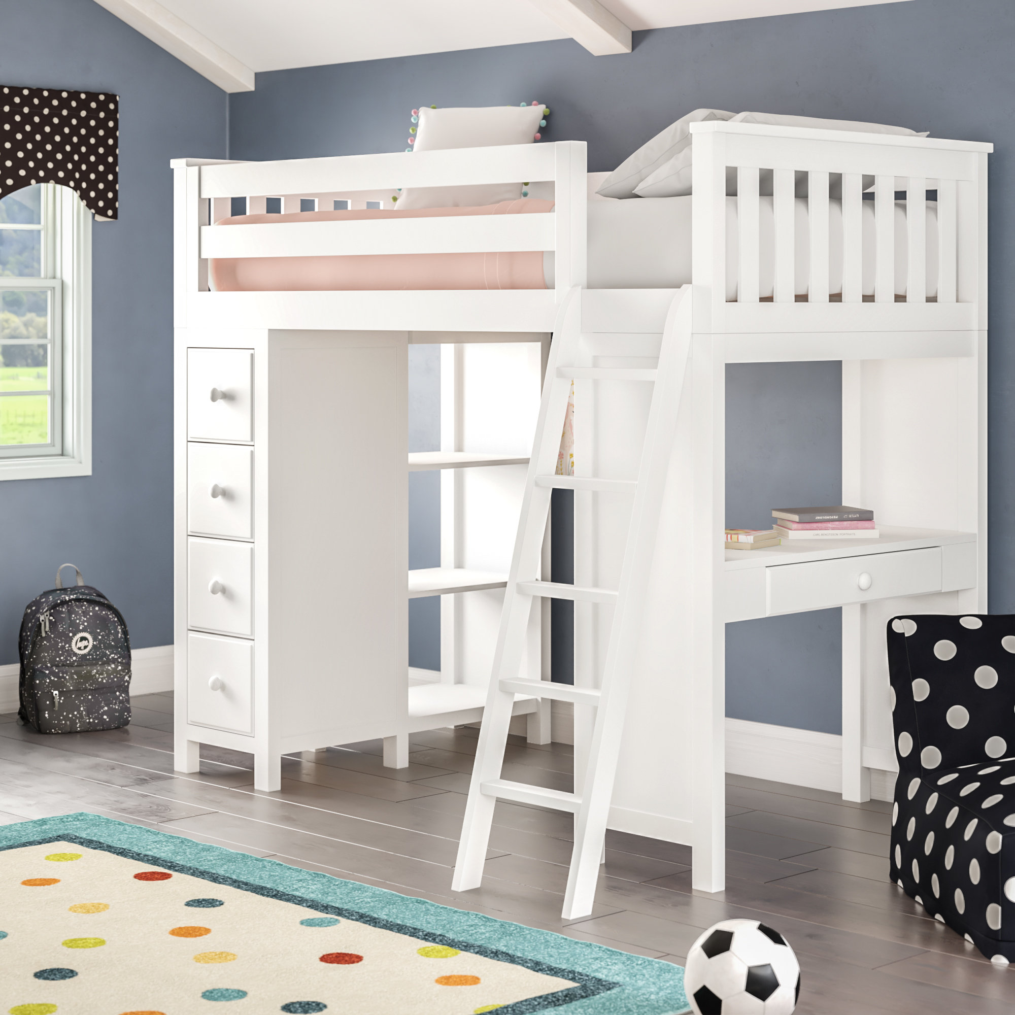 twin size loft bed with storage