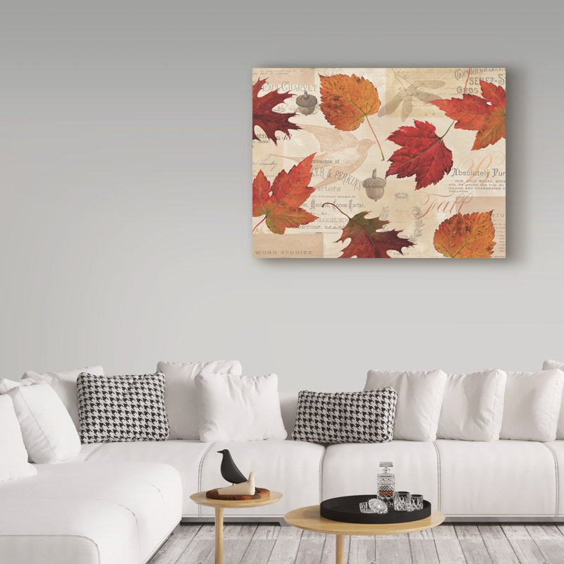 East Urban Home Fall In Love Autumn Leaves Acrylic Painting Print On Wrapped Canvas Wayfair