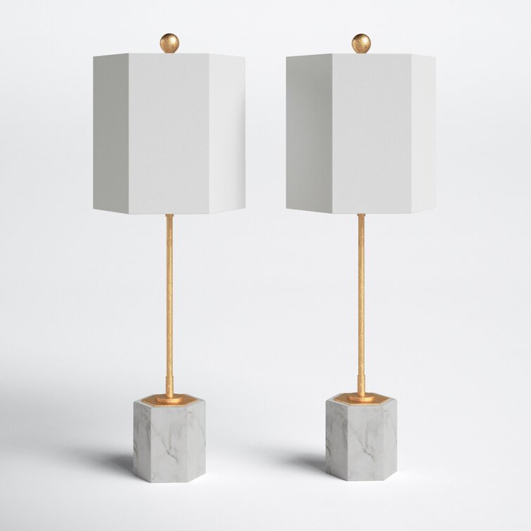 Caralee 29" White/Gold Standard Table Lamp Set