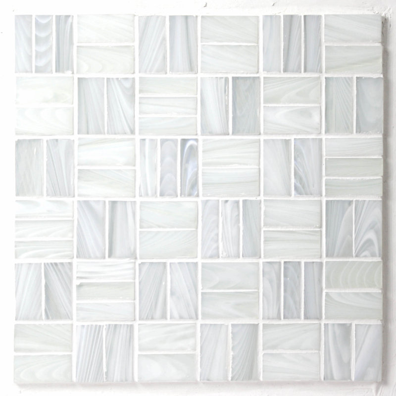 Homespun Tweed Dorset Random Sized Glass Mosaic Tile in White