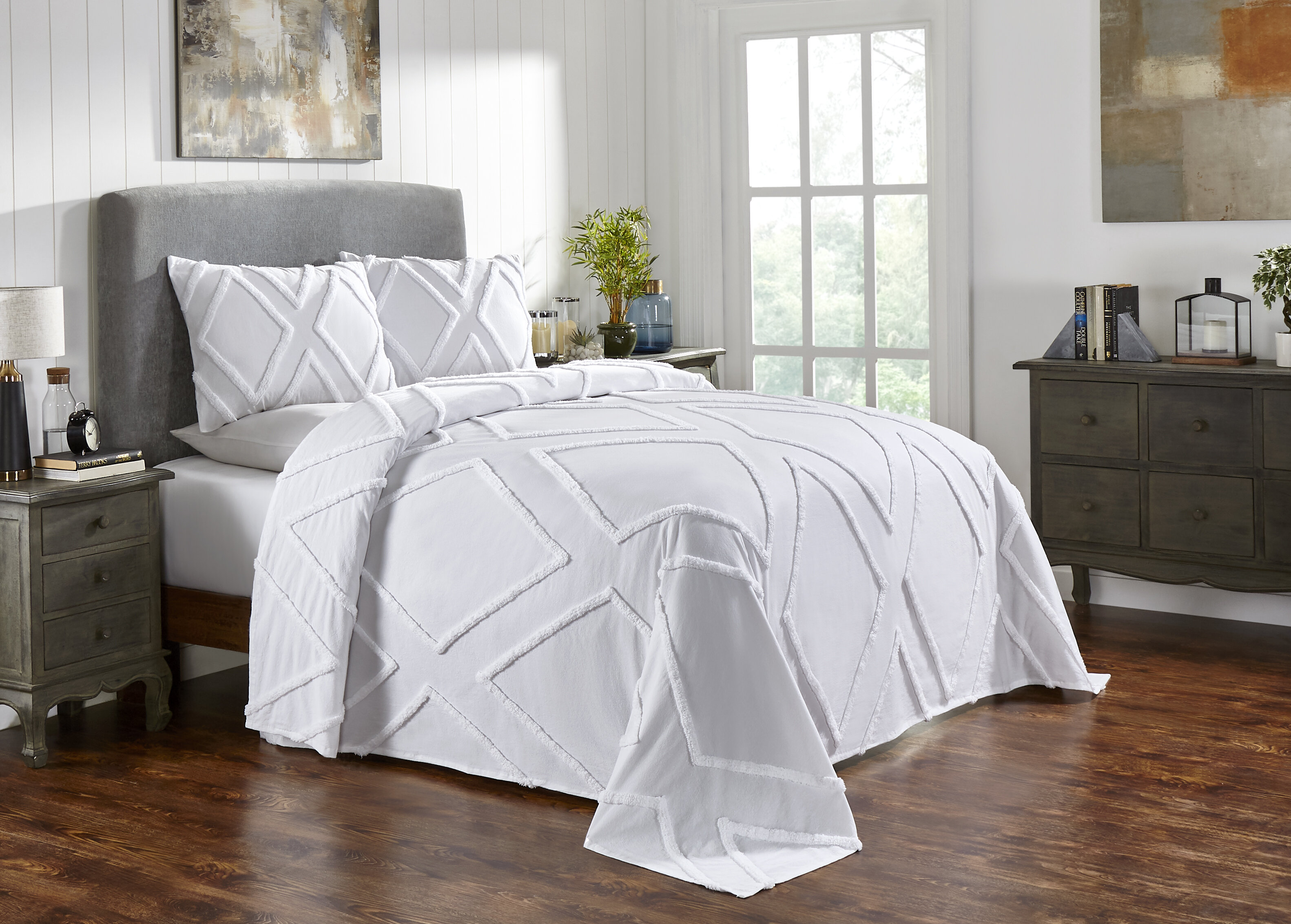 VHC Farmhouse Bed Blanket Queen King Cotton 3 Colors 