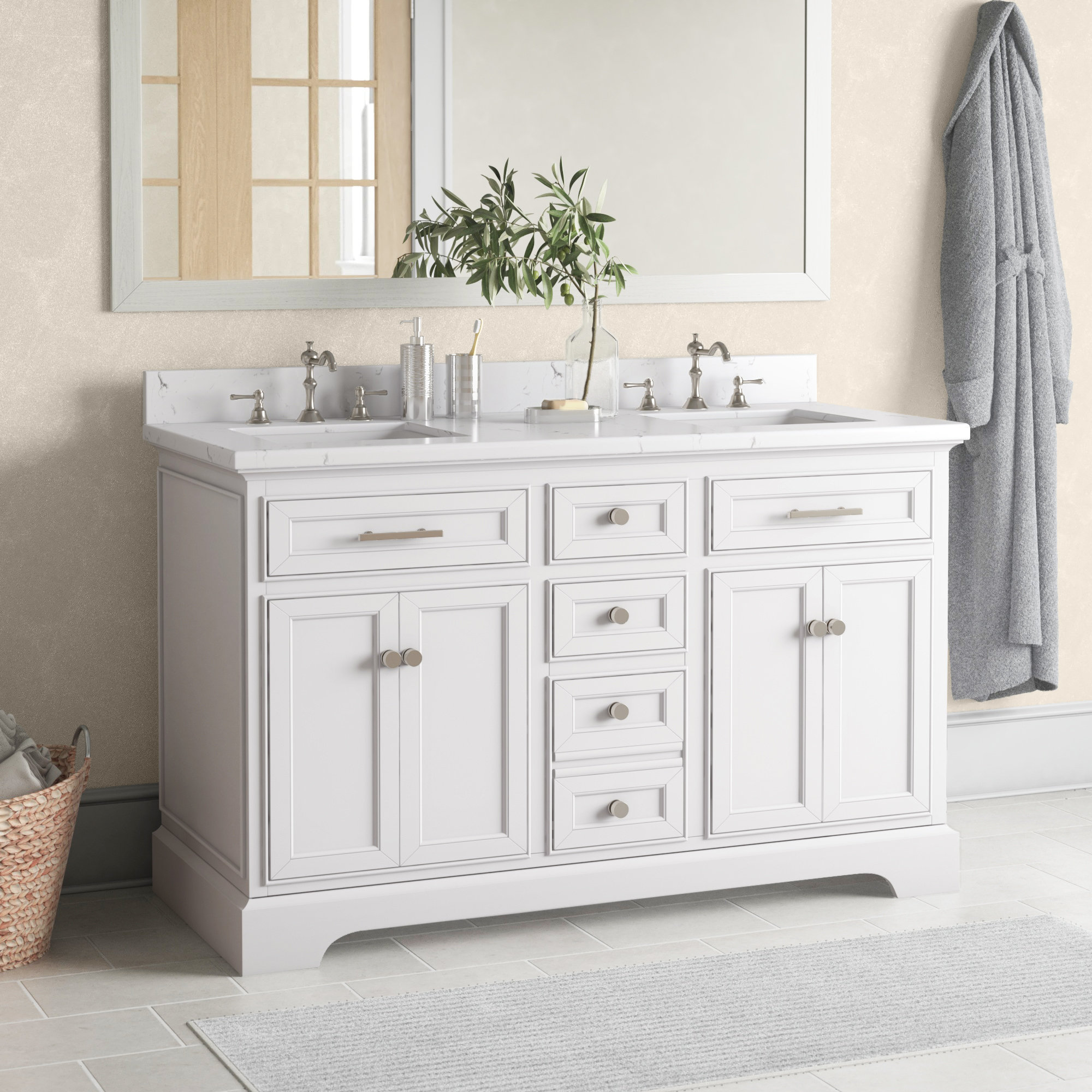 Three Posts Currahee 54 Double Bathroom Vanity Set Reviews