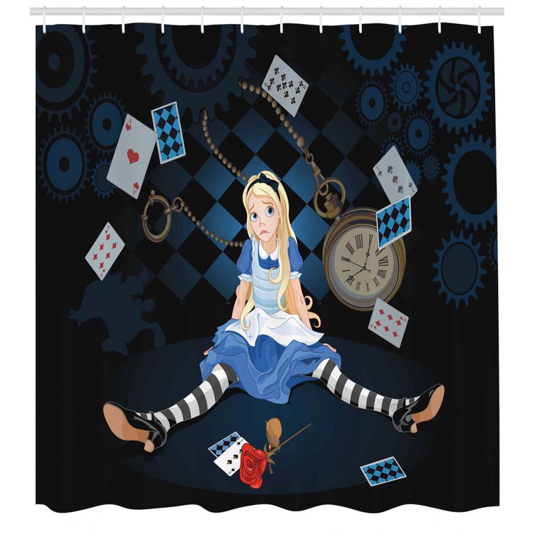 New Alice In Wonderland Character Custom Print Waterproof Fabric Shower Curtain 