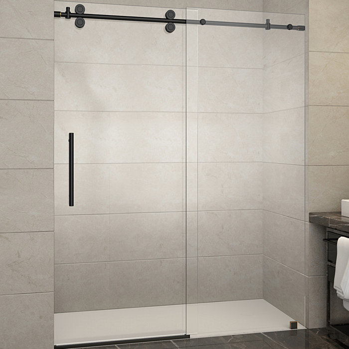 Aston Langham 60 X 75 Single Sliding Frameless Shower Door