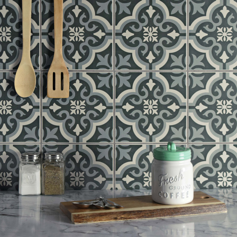 Rayl 7 75 X Ceramic Field Tile In Charcoal Gray White Rayl 7 75 X Ceramic Field Tile In Charcoal