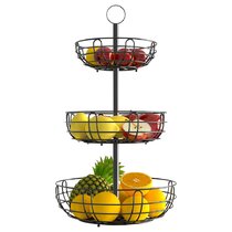 Kitchen Stand 3-Tier Basket Rooster Theme for Produce Storage & More 46" High