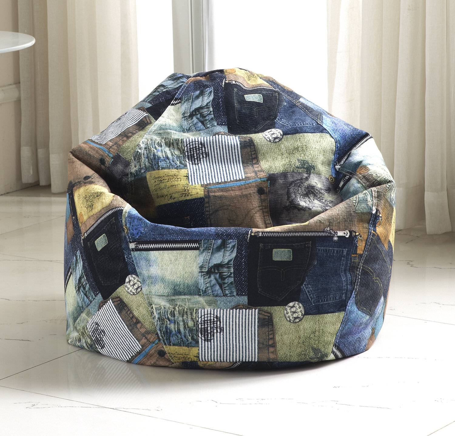 Print Denim Bean Bag Chair Print Denim Bean Bag Chair