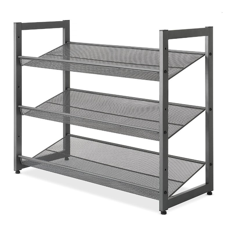 Williston Forge Steel Mesh 3 Tier Shoe Rack Gunmetal Reviews Wayfair