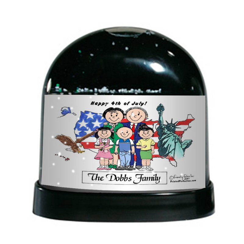 The Holiday Aisle Friendly Folks Cartoon Caricature Two Girls And One Boy Patriotic Couple Snow Globe Wayfair