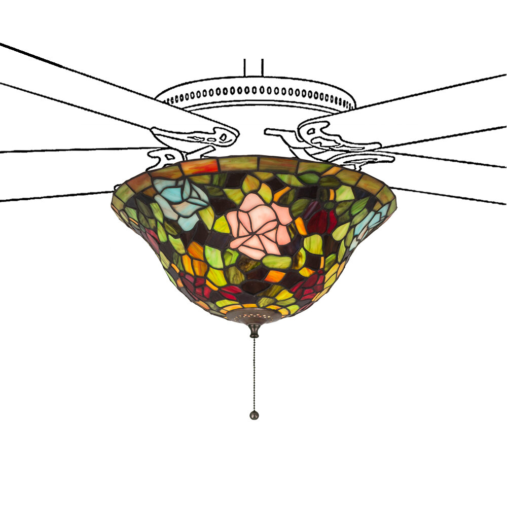 Meyda Tiffany Tiffany Rosebush 3 Light Bowl Ceiling Fan Light Kit