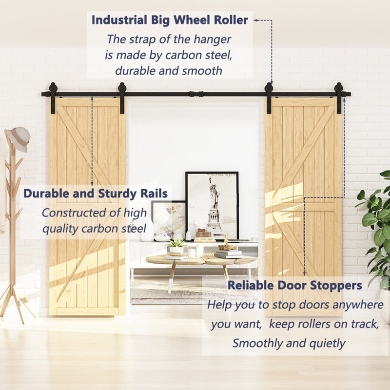 Homlux Shape Sliding Standard Double Barn Door Hardware Kit Reviews Wayfair