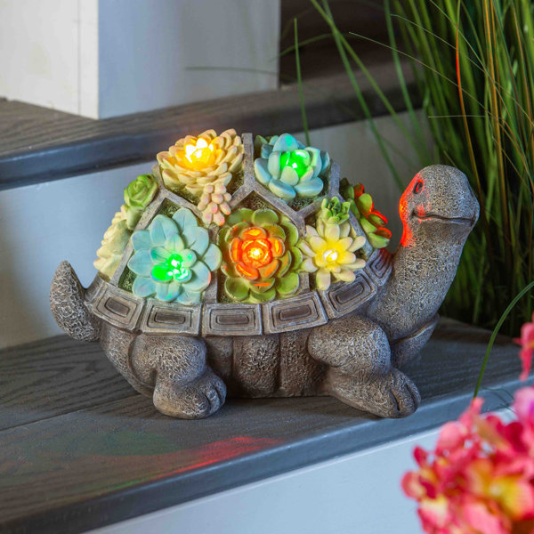 Sitting Baby Ocean Turtle Solar LED Light Lantern Lamp Welcome Figurine Decor 