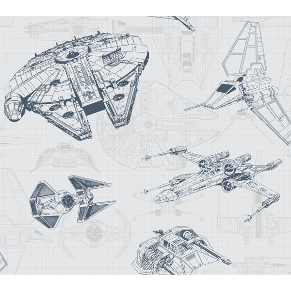 York Wallcoverings Disney Kids Iii Star Wars Ship Schematic 13 5