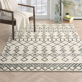 Maron Hand Tufted Wool Ivory Black Area Rug Reviews Joss Main