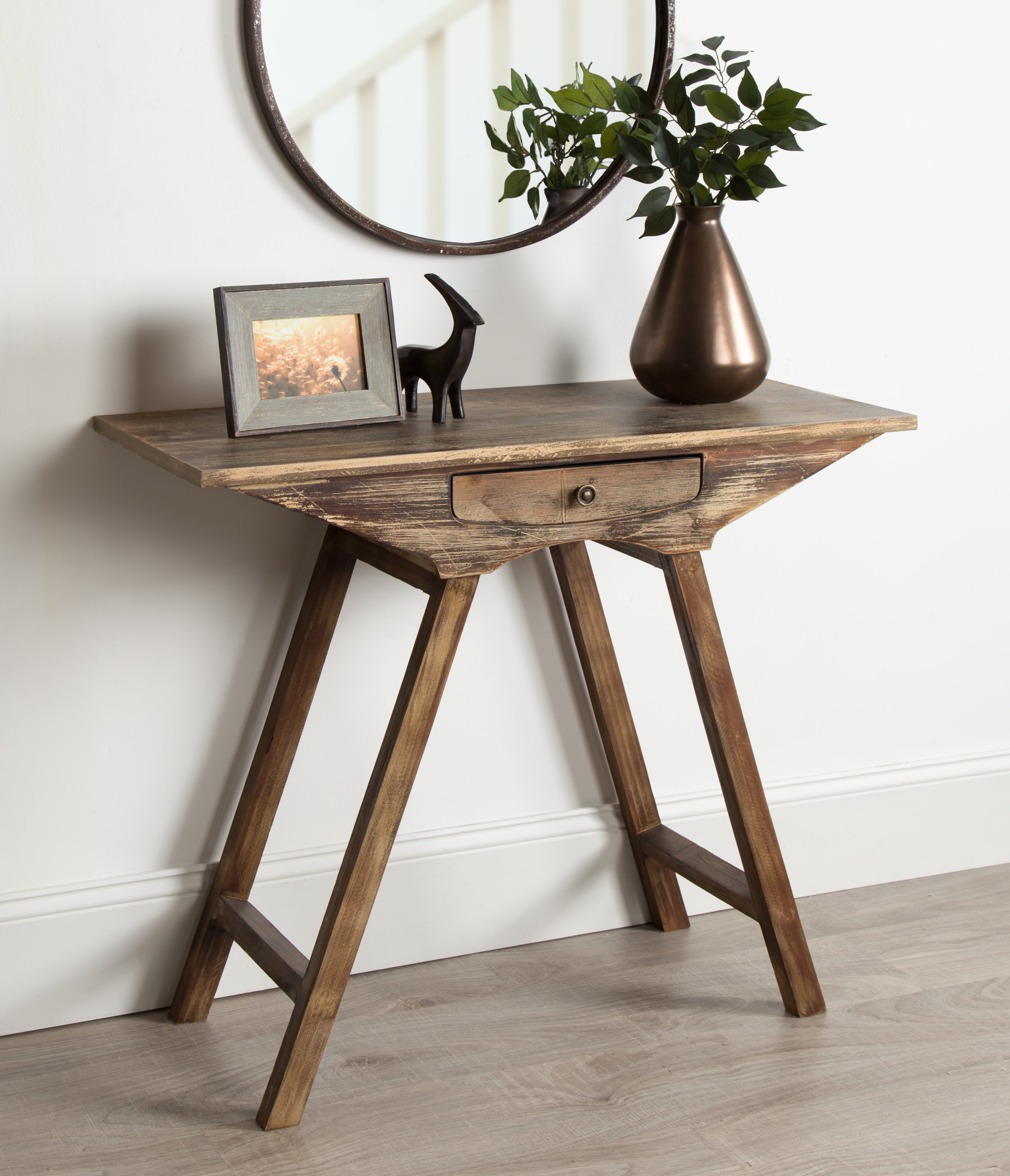 small wood console table