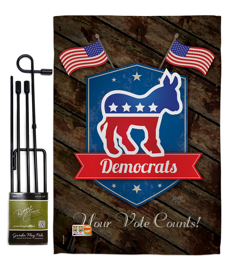 Breeze Decor Democrats Americana Patriotic Impressions 2 Sided Polyester 18 5 X 13 In Flag Set Wayfair