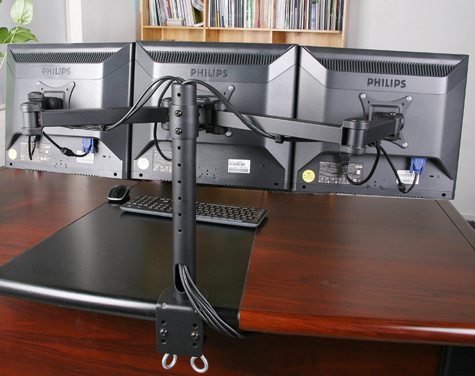 Vivo Triple Lcd Monitor Heavy Duty Height Adjustable 3 Screen Desk