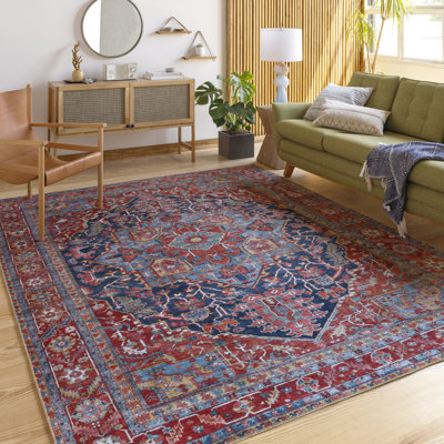 Fleckenstein Oriental Dark Blue/Burgundy/Cream Area Rug