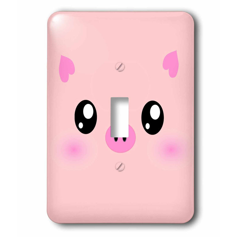 Kawaii Pig Face Cute Minimalist Farm Animal Cartoon Nursery Kids Child Children Girly Girls 1-Gang Toggle Light Switch Wall Plate