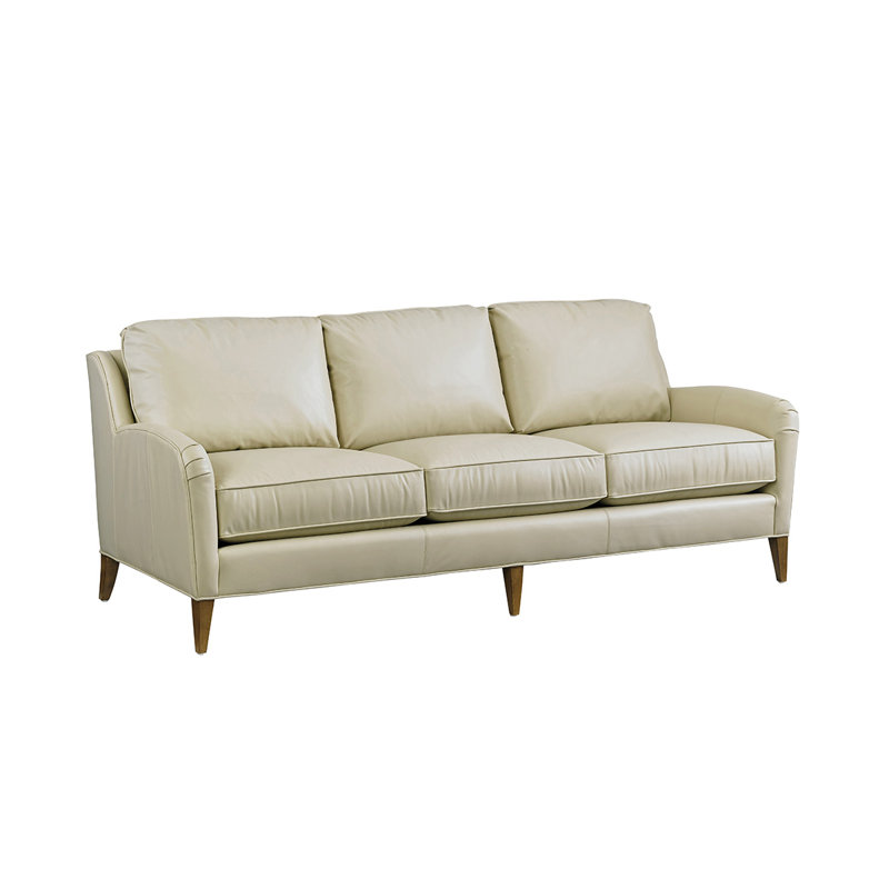 Tommy Bahama Home Twin Palms Genuine Leather 86 Round Arm Sofa