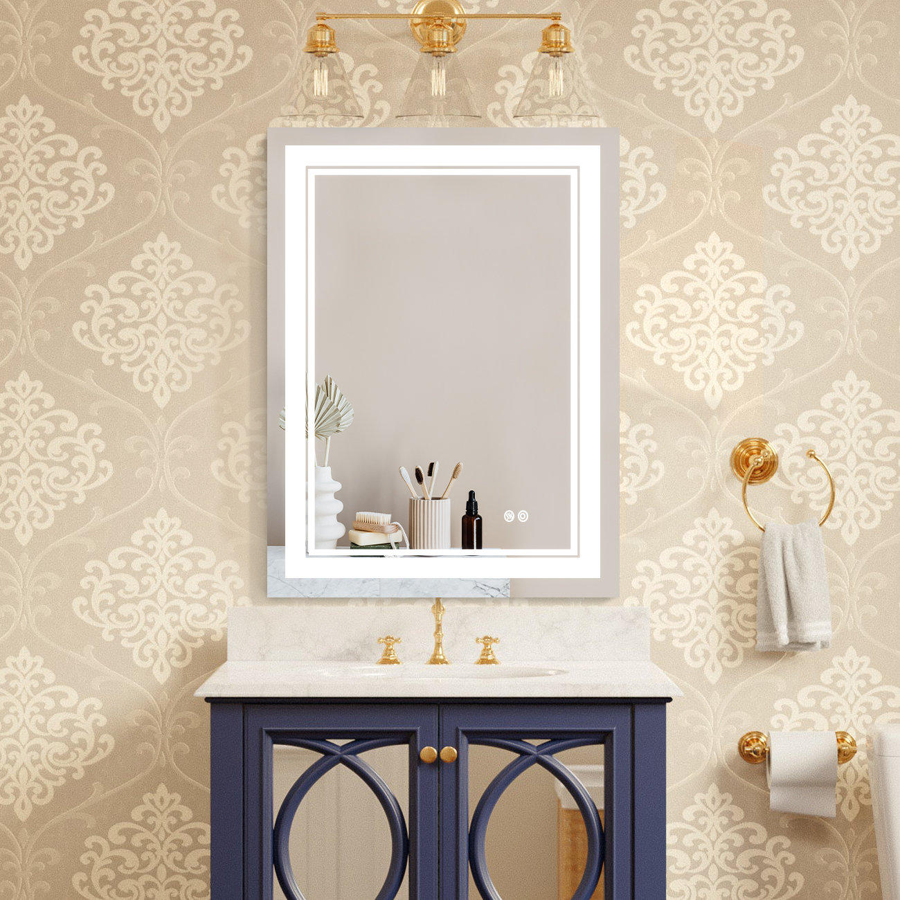 Wrought Studio Bathroom/Vanity Mirror Dimmable Touch Switch Memory