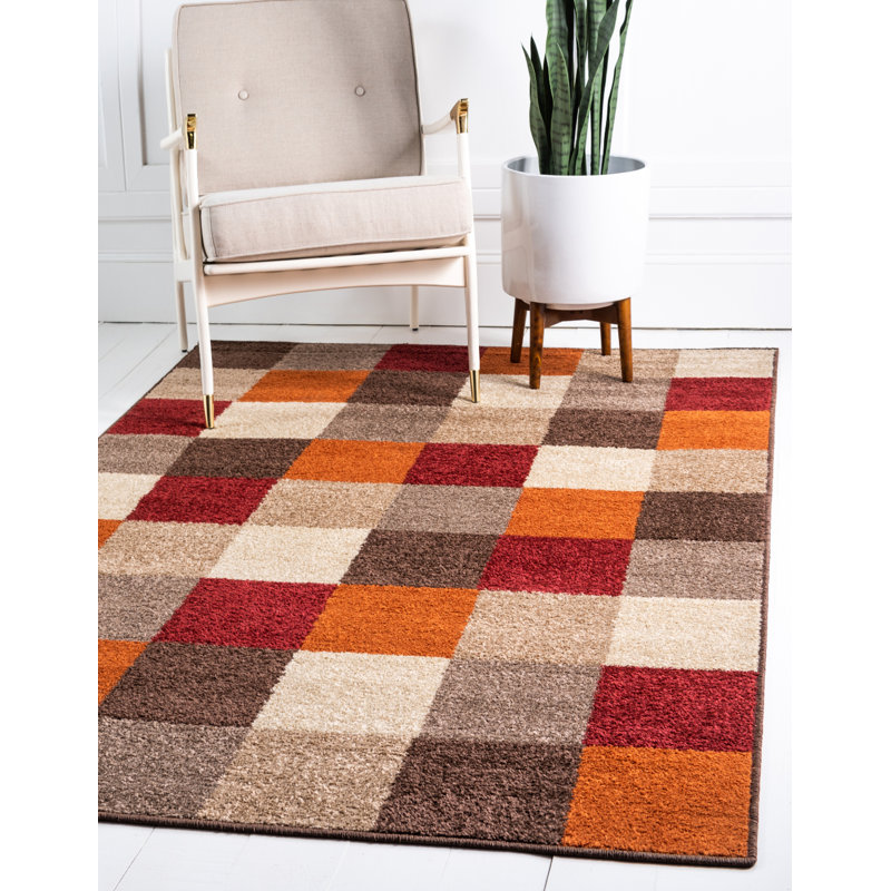 Ebern Designs Bryan Abstract Beige Brown Orange Area Rug Reviews Wayfair