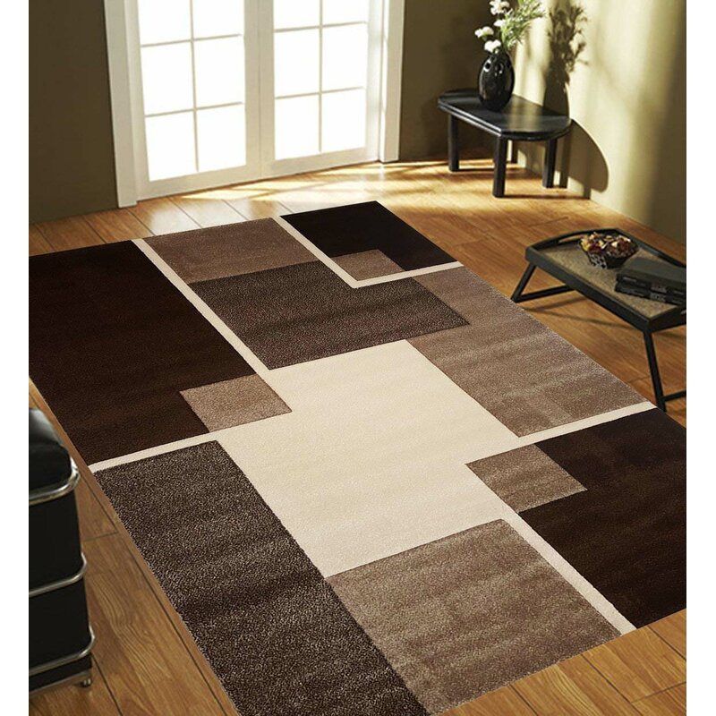 Ebern Designs Hylan Brown Cream Area Rug 