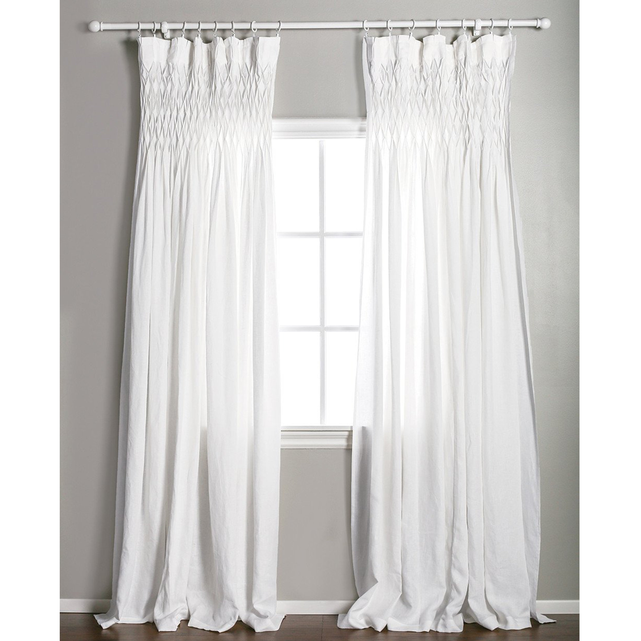 Pom Pom At Home Single Solid Color Semi Sheer Pinch Pleat Curtains