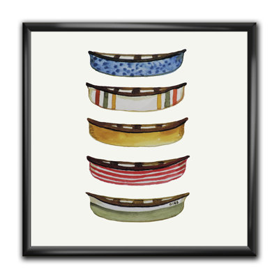 Five Canoes - Picture Frame Print on Canvas