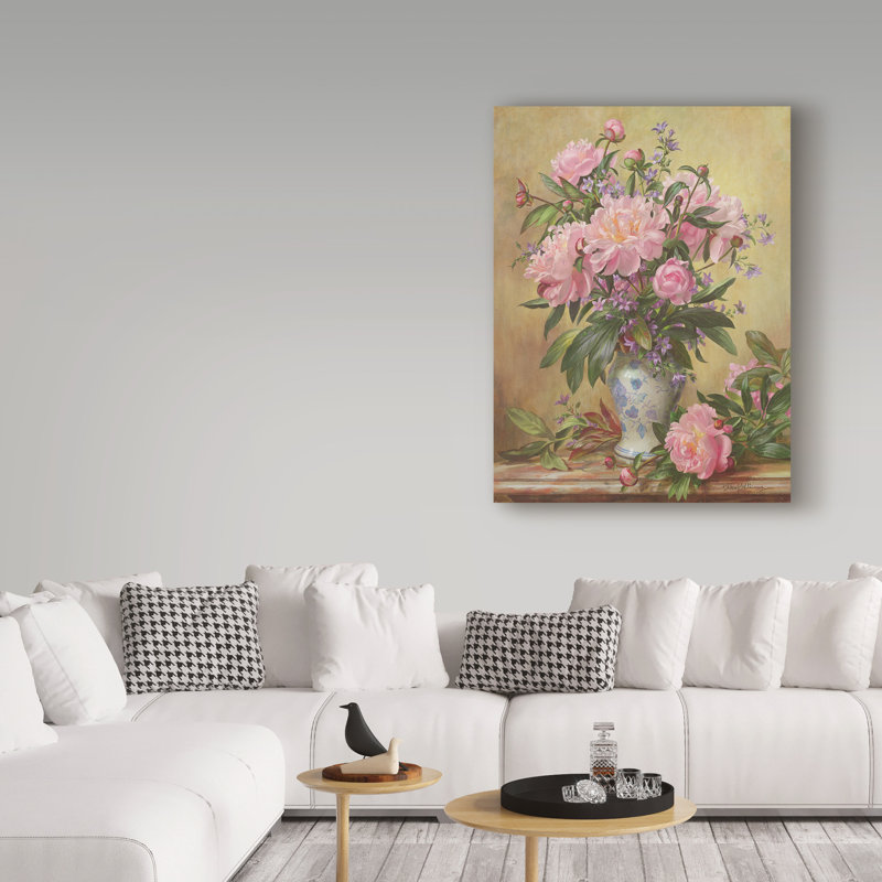 Trademark Art Vase Of Peonies And Canterbury Bells Oil Painting