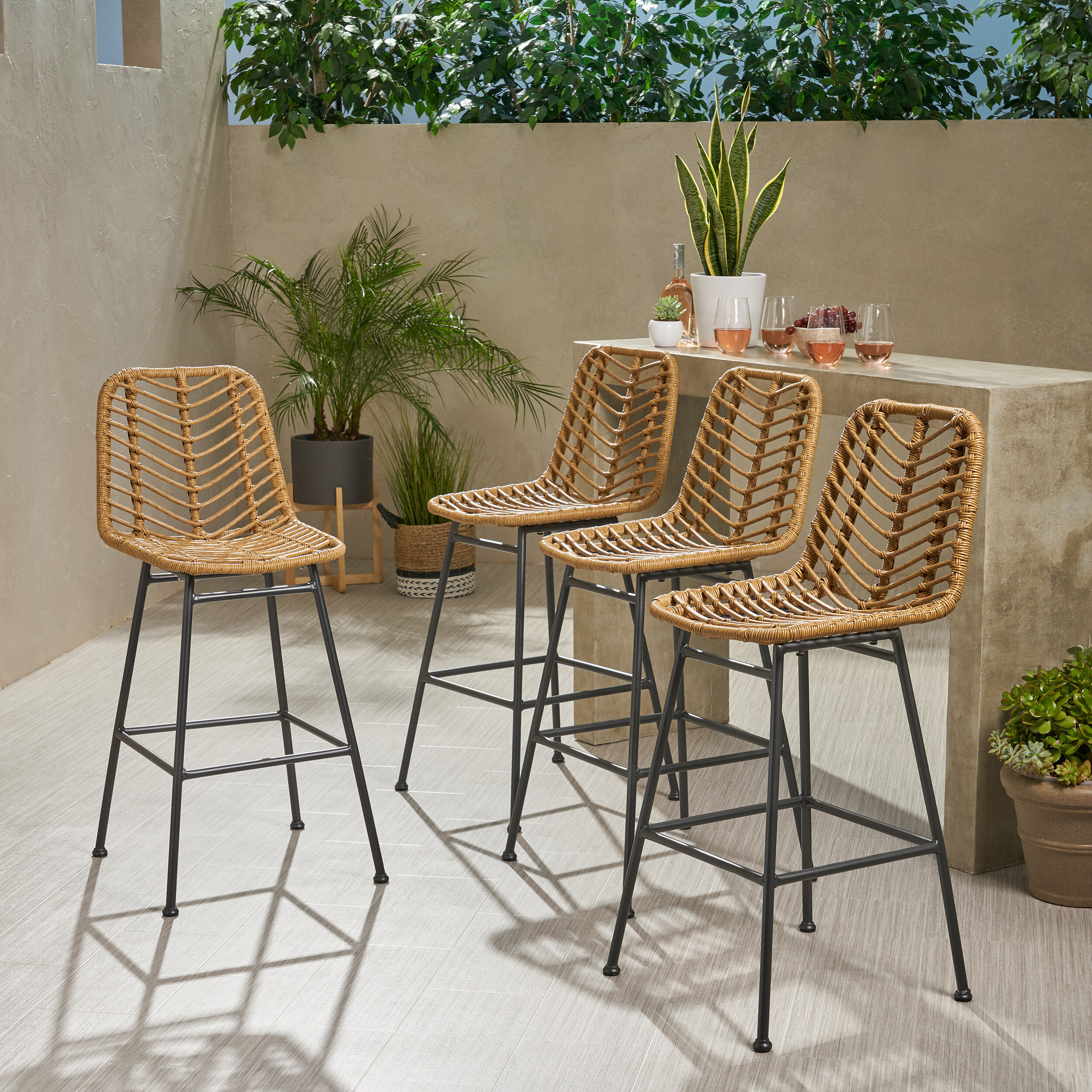 nakagawa wicker 2875" patio bar stool