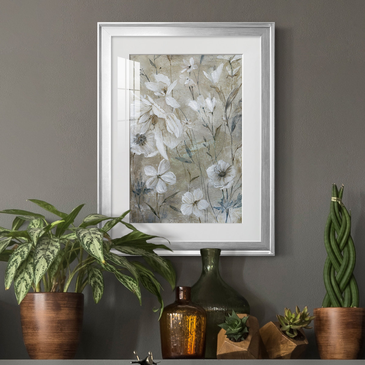 Red Barrel Studio® Wildflower Whites Picture Frame Painting on Canvas