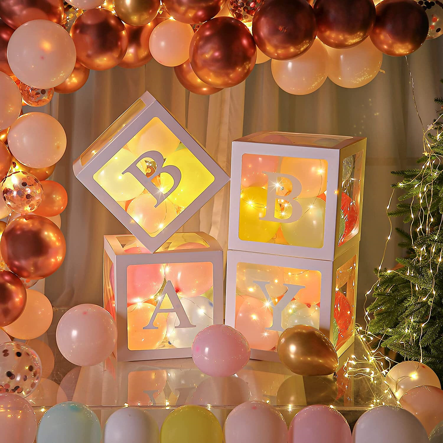4pcs Baby Transparent Box Storage Balloon Baby Shower Decorations Birthday Party 