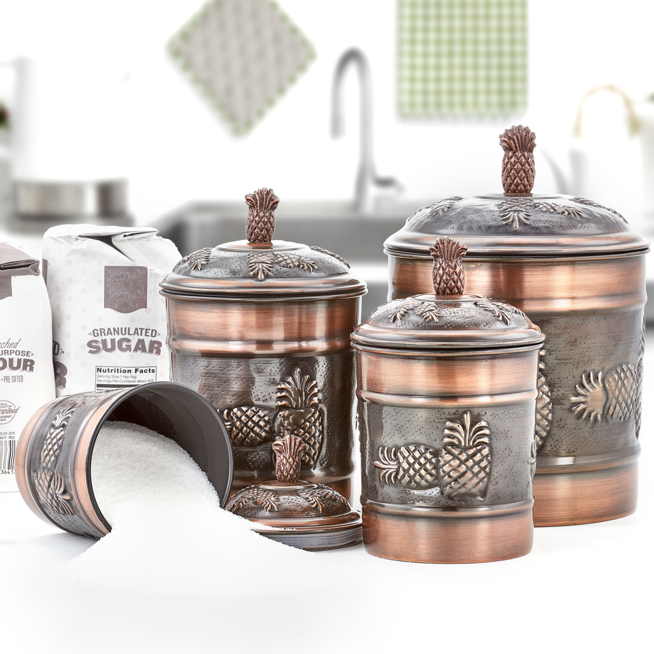 Storage Canisters Pineapple Tea Coffee Sugar Canisters Pineapple